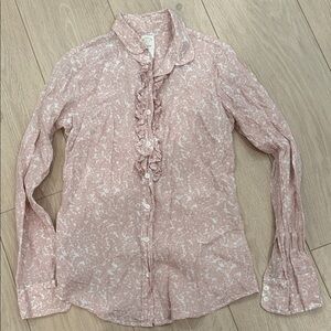 Jcrew Floral Ruffle Blouse - Pink size 0